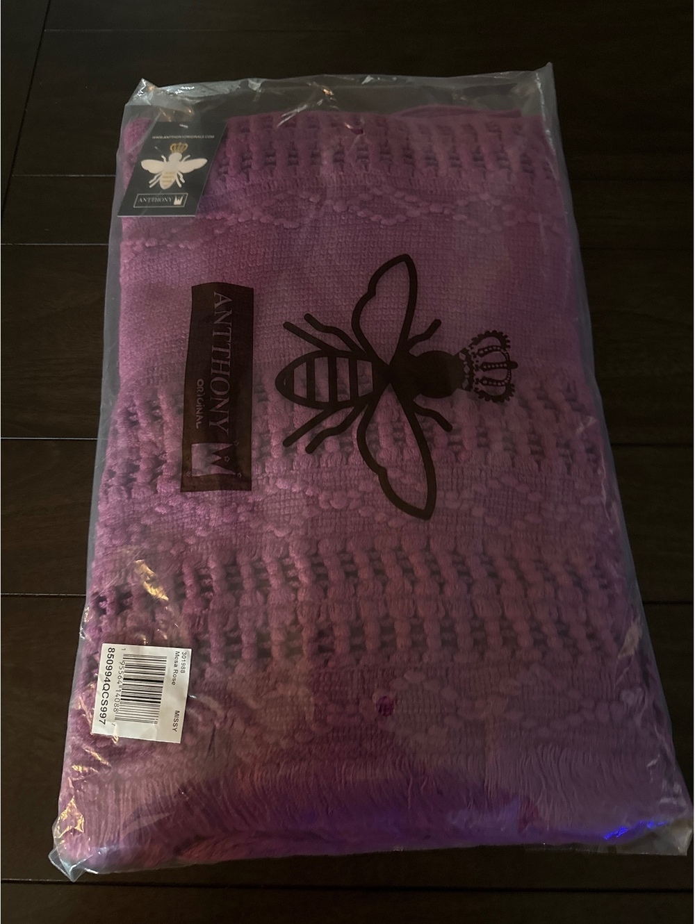 NWT Anthony Original Purple Fringe Knit Open Front Poncho One Size - Picture 7 of 7